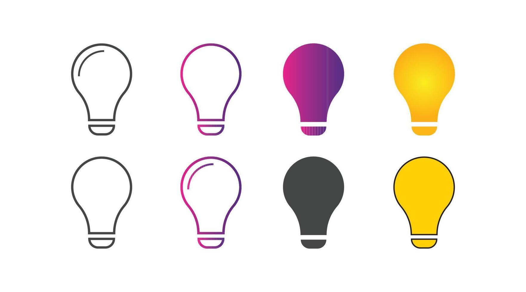 ensemble d'illustration vectorielle de signe d'icône d'ampoule vecteur