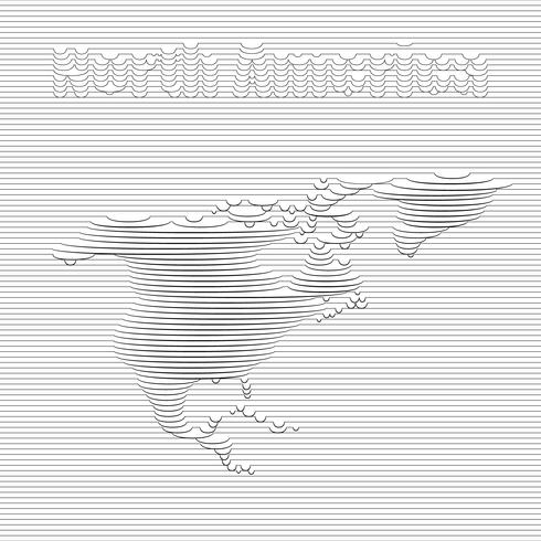 Ligne abstraite de la carte de l&#39;Amérique du Nord sur les arts graphiques vectoriels. vecteur