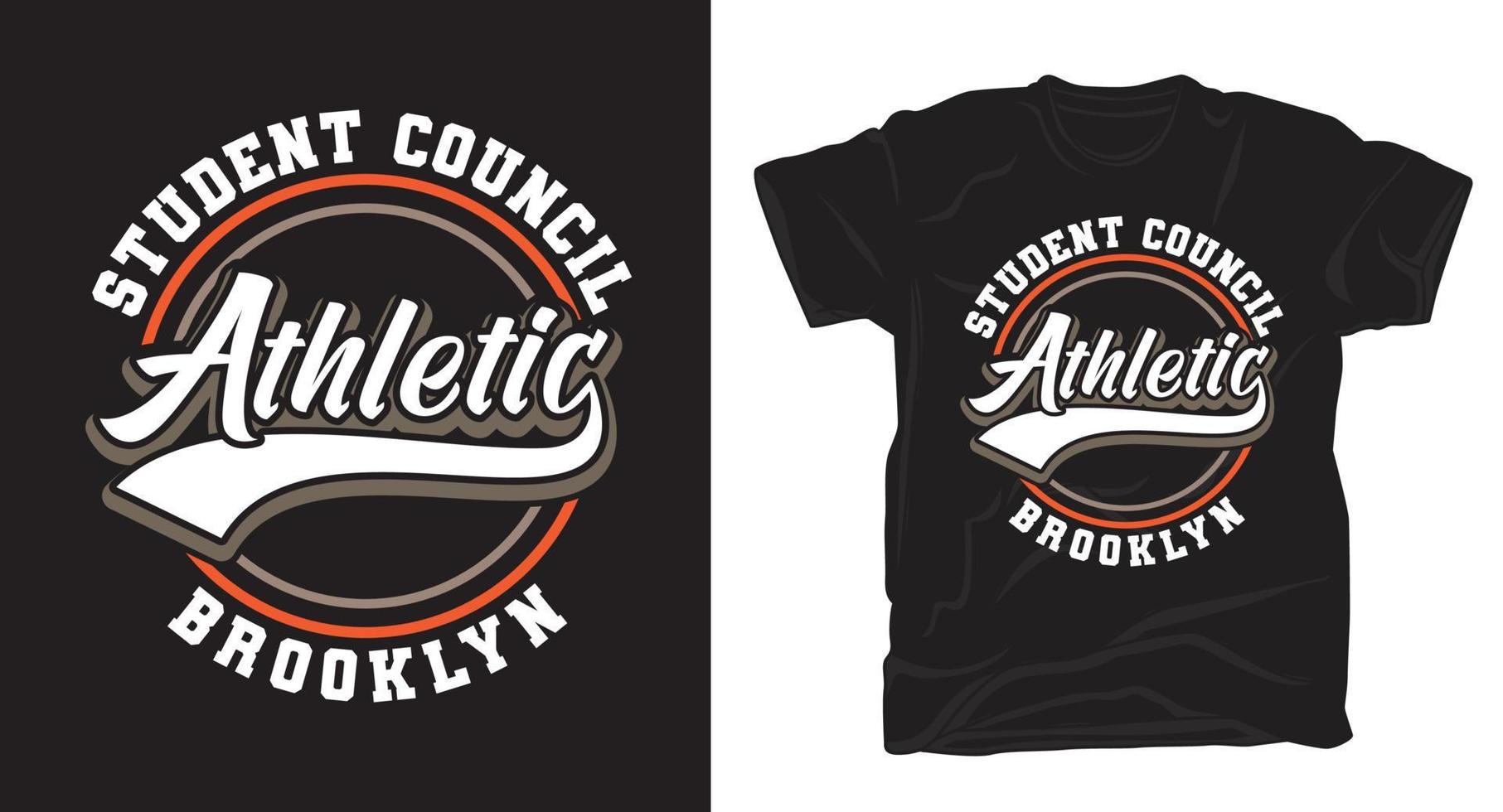 conception de t-shirt de typographie athlétique du conseil étudiant de brooklyn vecteur