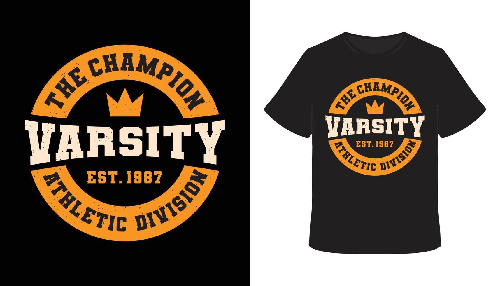 la conception de t-shirt de typographie universitaire champion vecteur