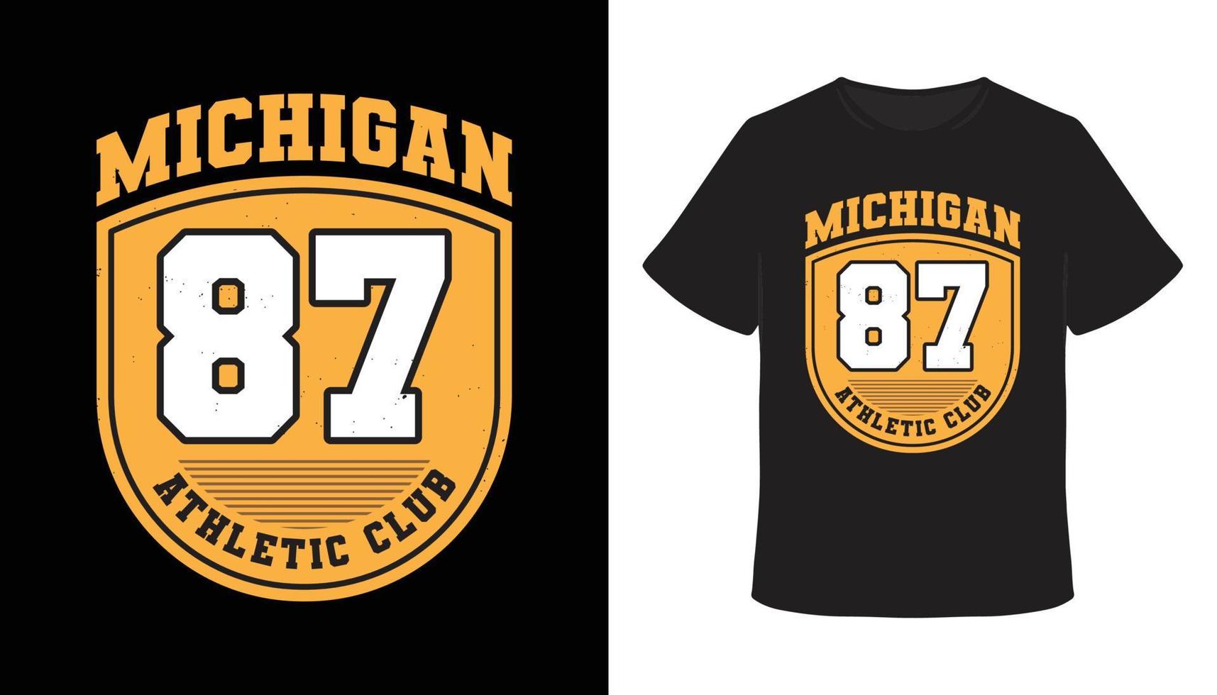 conception de t-shirt typographie michigan quatre vingt sept vecteur