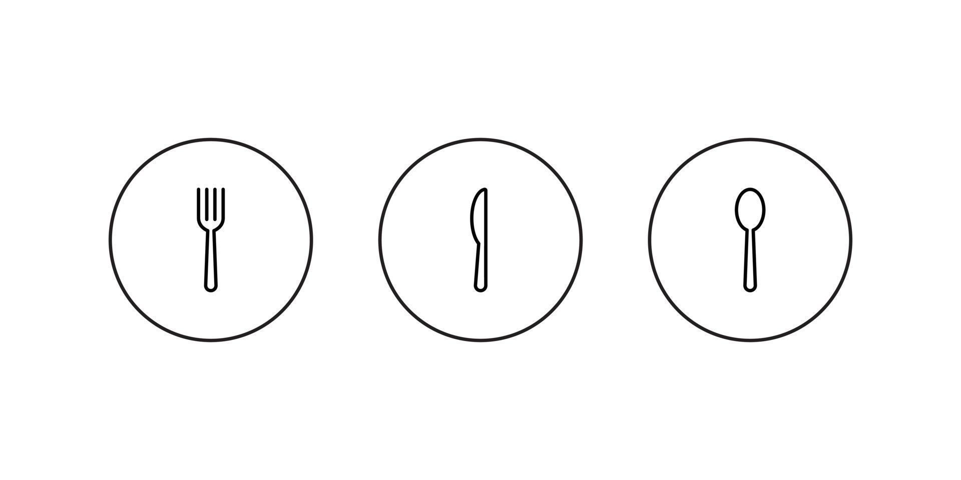 fourchette, couteau et cuillère icône vecteur dans le style de ligne