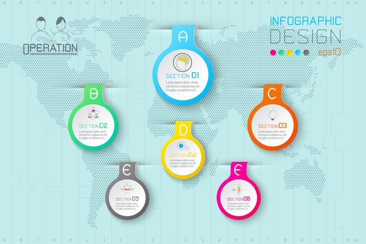 Étiquettes de goutte d&#39;eau de l&#39;entreprise forme infographique sur la carte du monde. vecteur