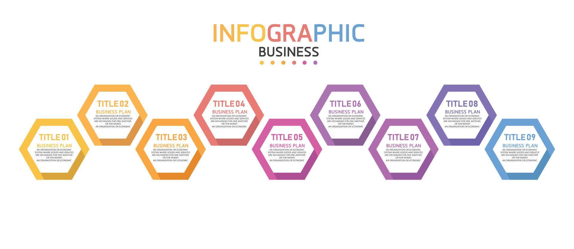 idée d'entreprise de présentation de modèle d'infographie de chronologie avec des icônes, des options ou des étapes. les infographies pour les idées commerciales peuvent être utilisées pour les graphiques de données, les organigrammes, les sites Web, les bannières. vecteur