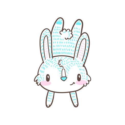 vecteur de doodle mignon petit lapin et dessin animé lapin