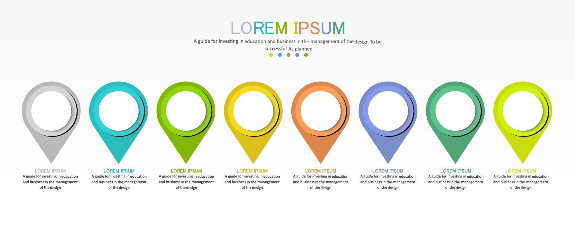 idée d'entreprise de présentation de modèle d'infographie de chronologie avec des icônes, des options ou des étapes. les infographies pour les idées commerciales peuvent être utilisées pour les graphiques de données, les organigrammes, les sites Web, les bannières. vecteur