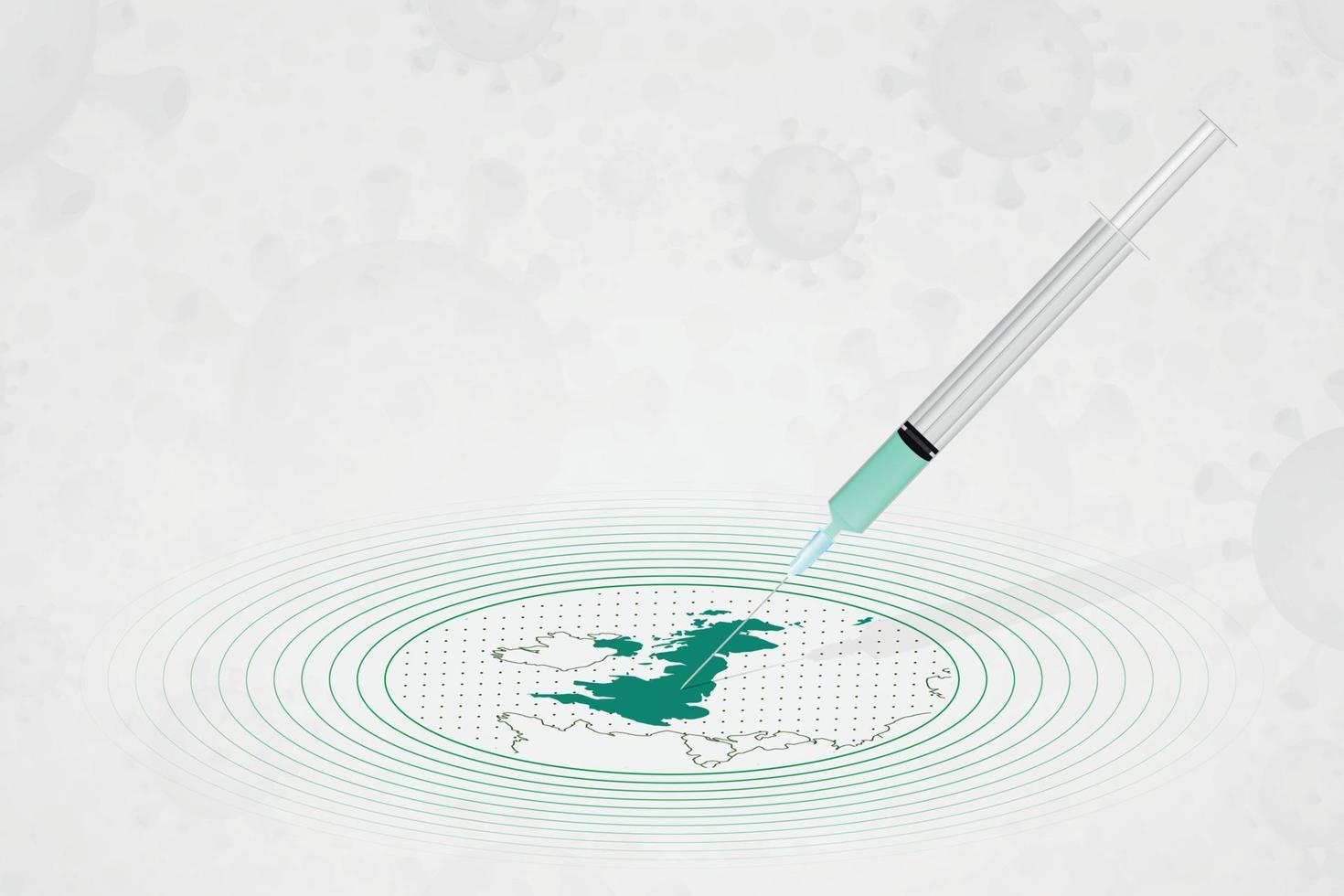 concept de vaccination au royaume-uni, injection de vaccin sur la carte du royaume-uni. vaccin et vaccination contre le coronavirus, covid-19. vecteur