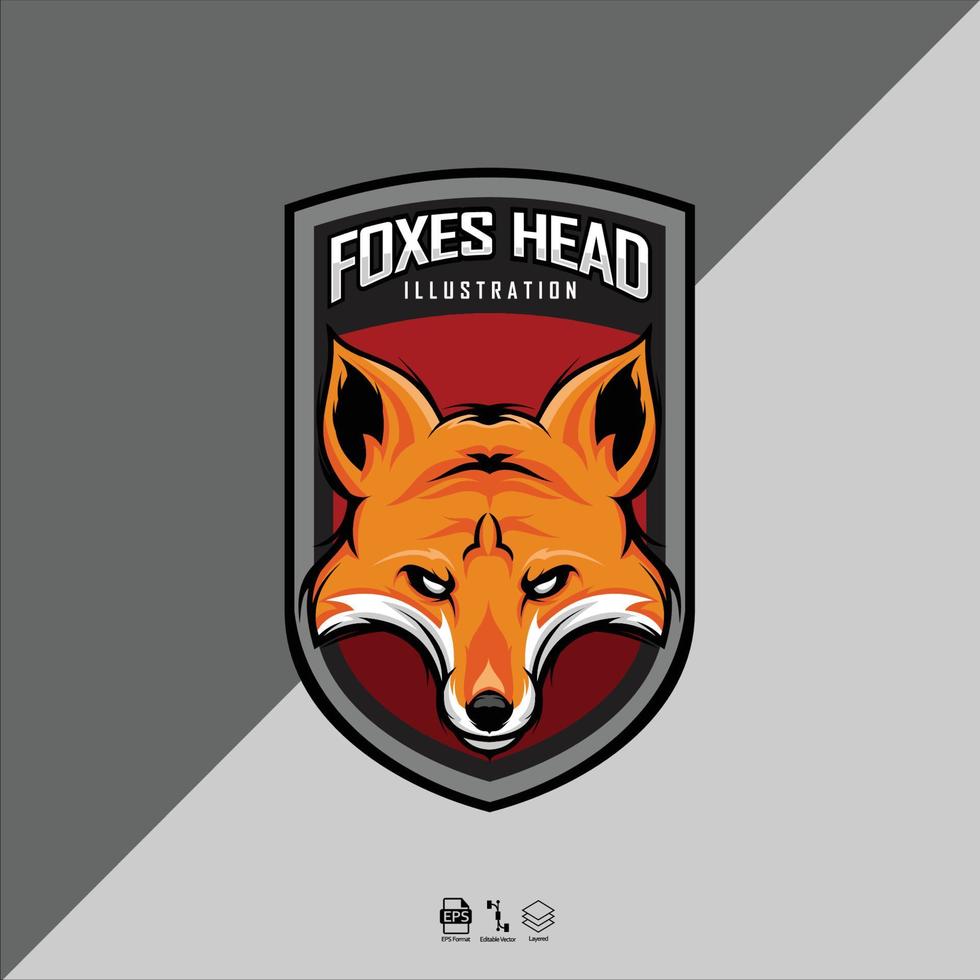 modèle de logo esports renards avec un fond gris format prêt eps 10.eps vecteur