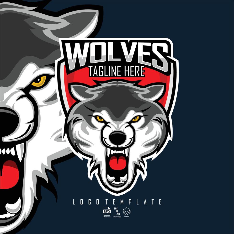 loups esports logo template.eps vecteur