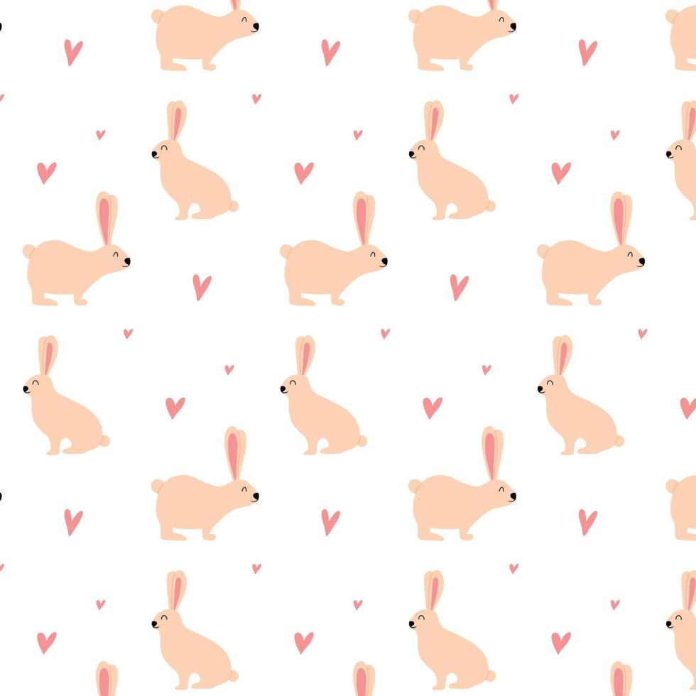 sans couture avec illustration vectorielle de coeurs de lapin. lapin de pâques dans un motif. sans couture avec des lapins pour pâques. vecteur