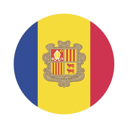 Drapeau rond d&#39;Andorre. vecteur