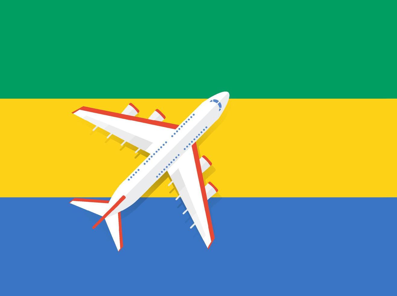 illustration vectorielle d'un avion de passagers survolant le drapeau de la gabana. concept de tourisme et de voyage vecteur