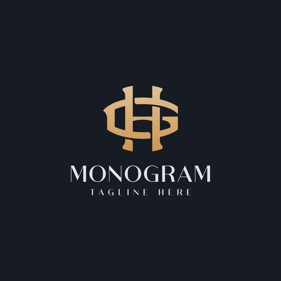 modèle initial de logo monogramme hg gh hg. logo d'icône de lettre initiale vecteur