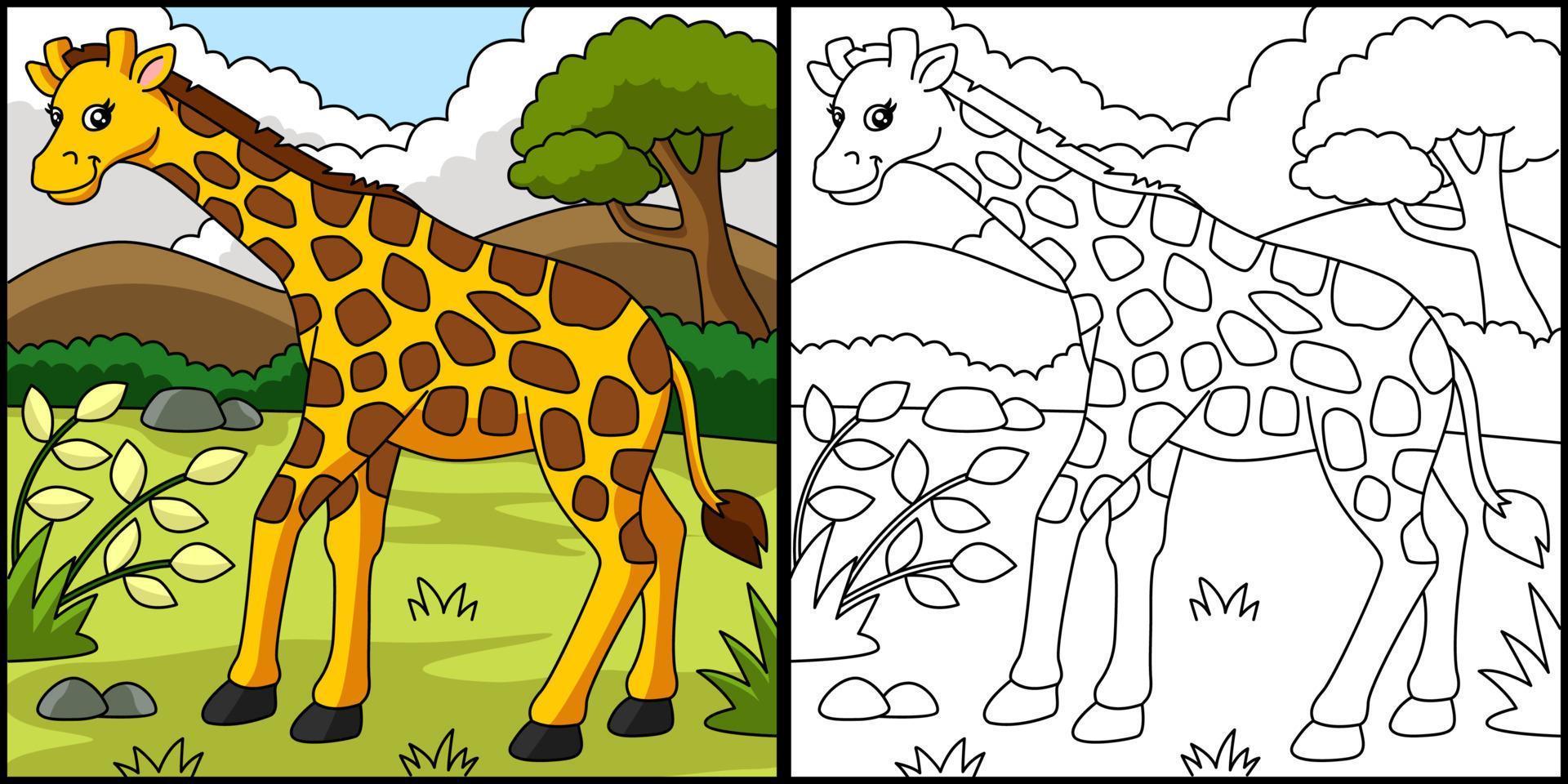 illustration vectorielle de girafe à colorier vecteur