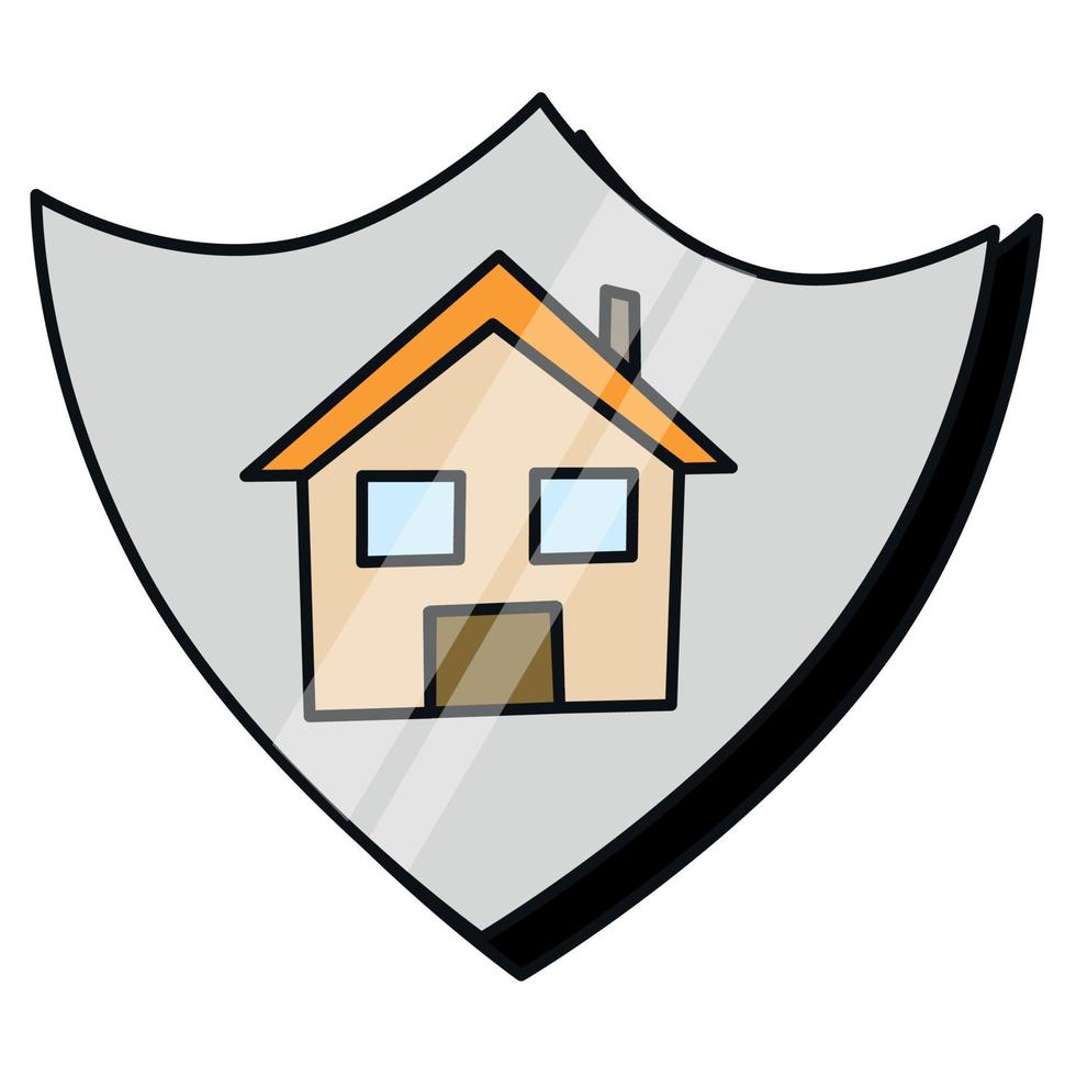assurance habitation. protection du domicile. bouclier avec l'image de la maison vecteur