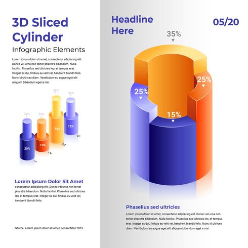 Éléments d&#39;infographie de cylindre 3D vecteur