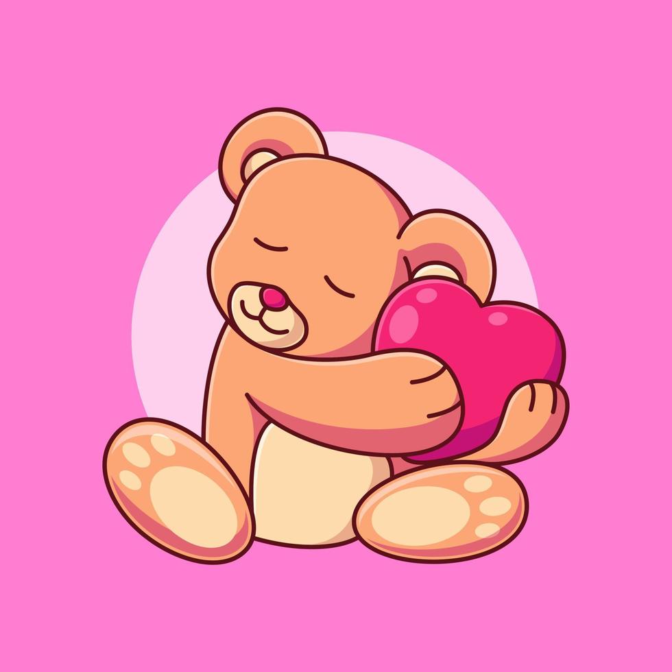 ours en peluche mignon étreignant l'illustration vectorielle de l'amour. design plat de dessin animé saint valentin vecteur