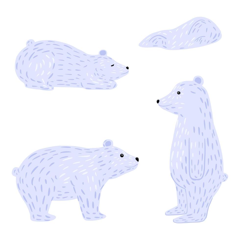 définir des ours polaires isolés sur fond blanc. vecteur