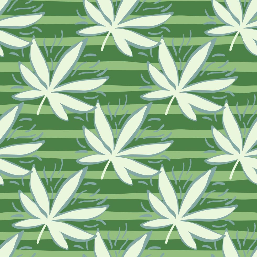 le cannabis blanc laisse un motif sans couture. fond dépouillé dans les couleurs vertes. vecteur