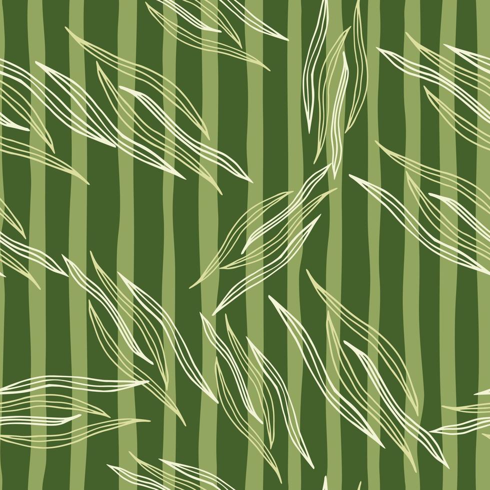 la ligne botanique moderne forme un motif sans couture sur fond de rayures vertes. vecteur