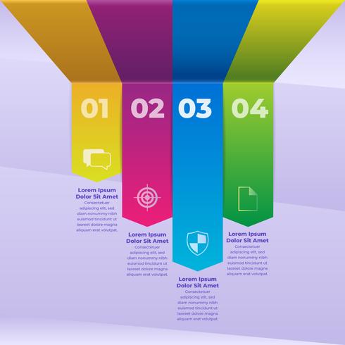 Modèle de bandes de papier couleur infographie 3d vecteur