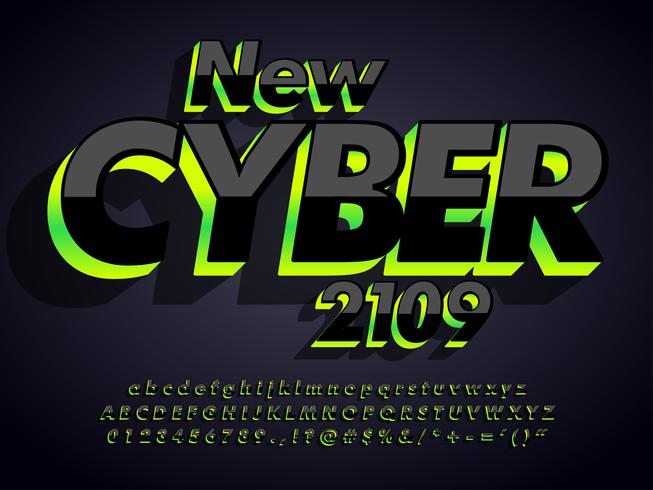 Cyber Typeface Dark moderne vecteur