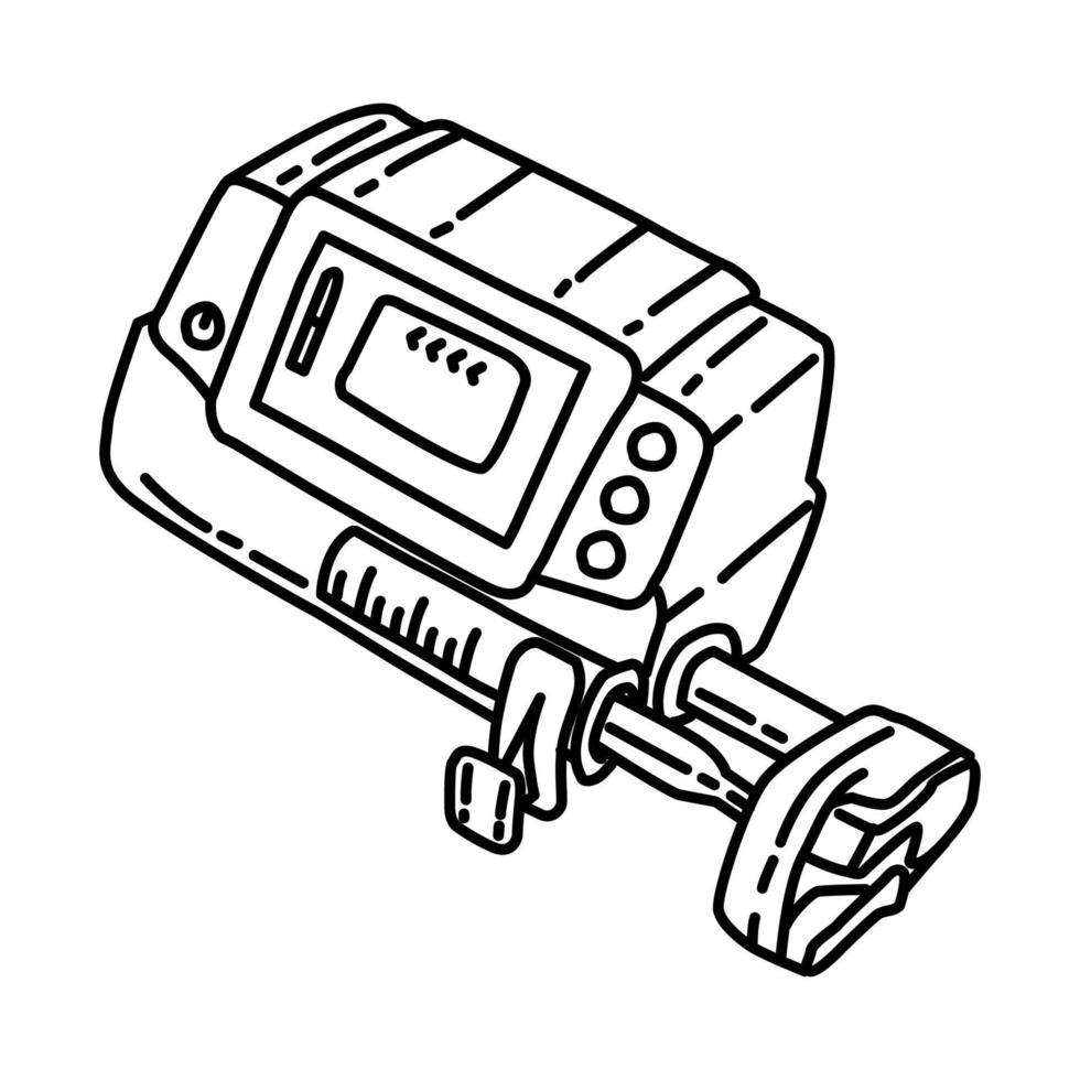 icône de la pompe à seringue à perfusion. doodle style d'icône dessiné à la main ou contour. vecteur