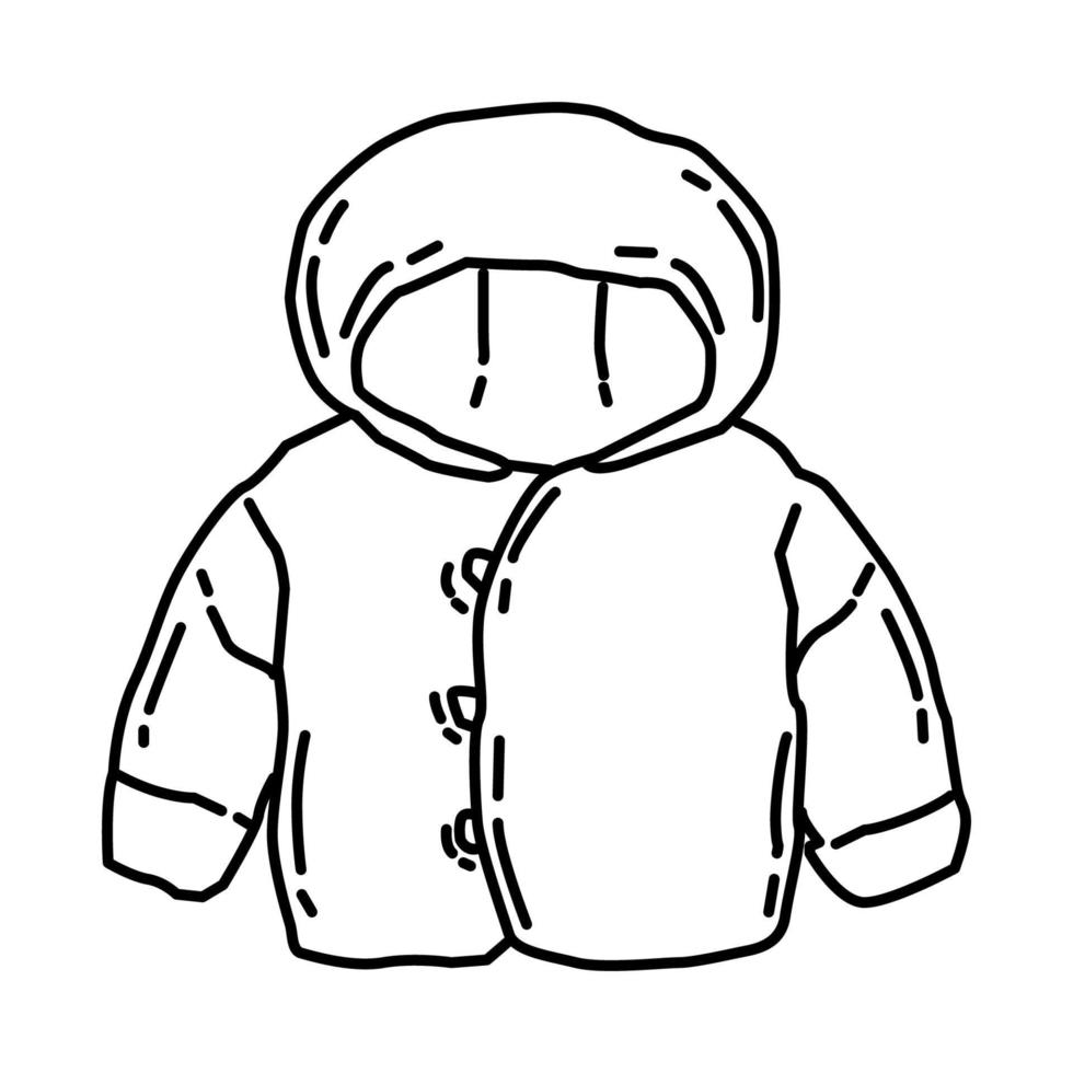 icône de veste polaire d'hiver pour enfants. doodle style d'icône dessiné à la main ou contour. vecteur