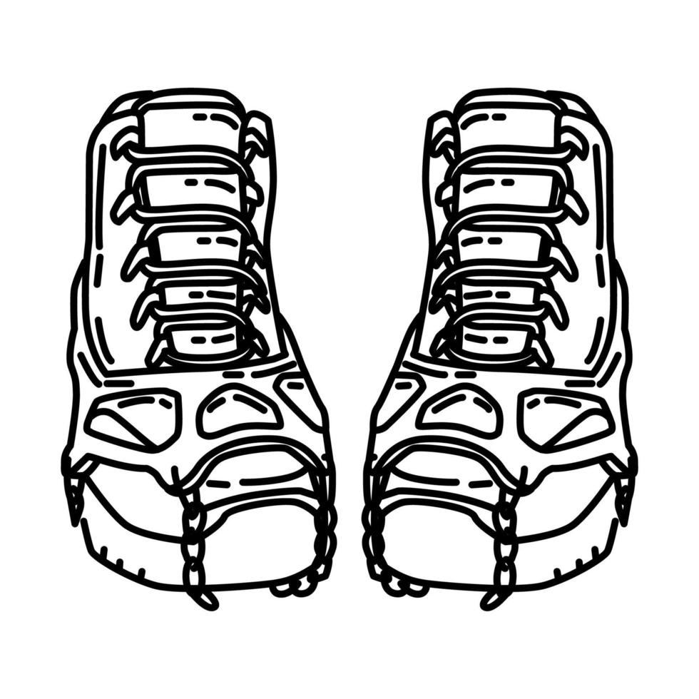 icône d'équipement de randonnée d'hiver. doodle style d'icône dessiné à la main ou contour. vecteur