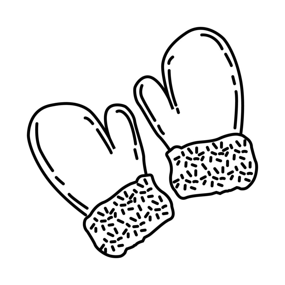 mitaines d'hiver pour l'icône des enfants. doodle style d'icône dessiné à la main ou contour. vecteur