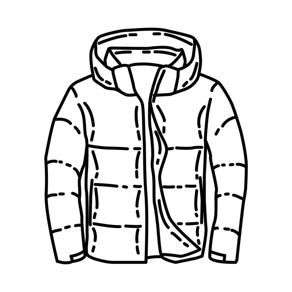 veste d'hiver pour l'icône des hommes. doodle style d'icône dessiné à la main ou contour. vecteur