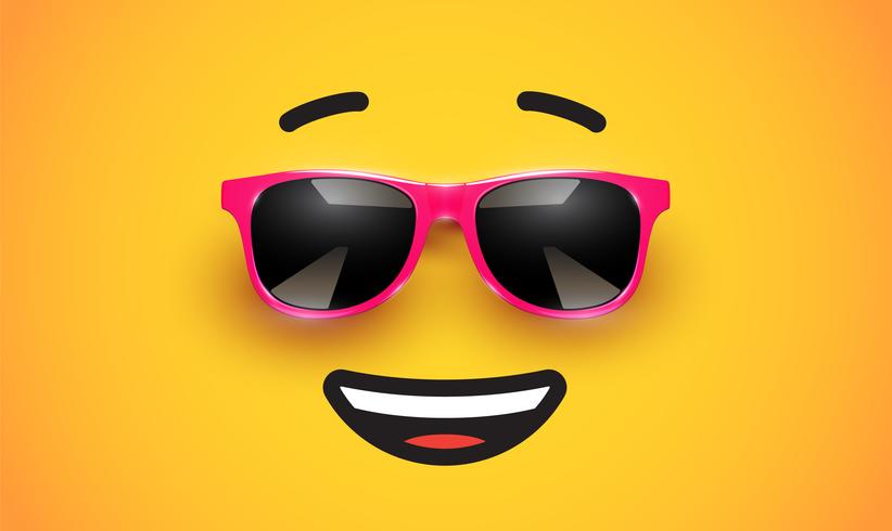 Haute émoticône colorée detiled avec lunettes de soleil, illustration vectorielle vecteur
