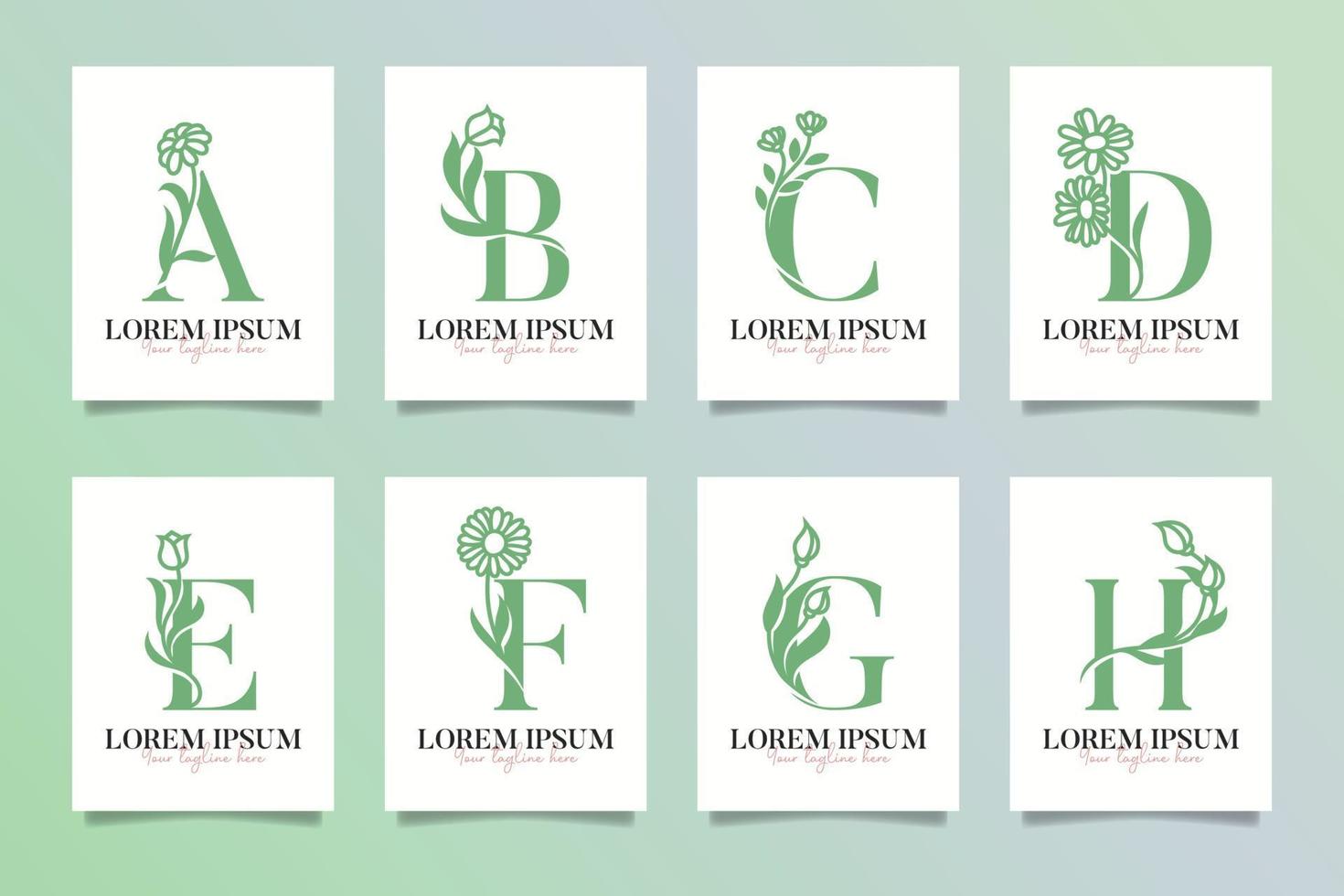 lettre de logo monogramme beauté feminim a, b, c, d, e, f, g et h vecteur