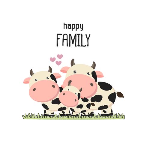 Vache mignonne père de famille mère et bébé. vecteur