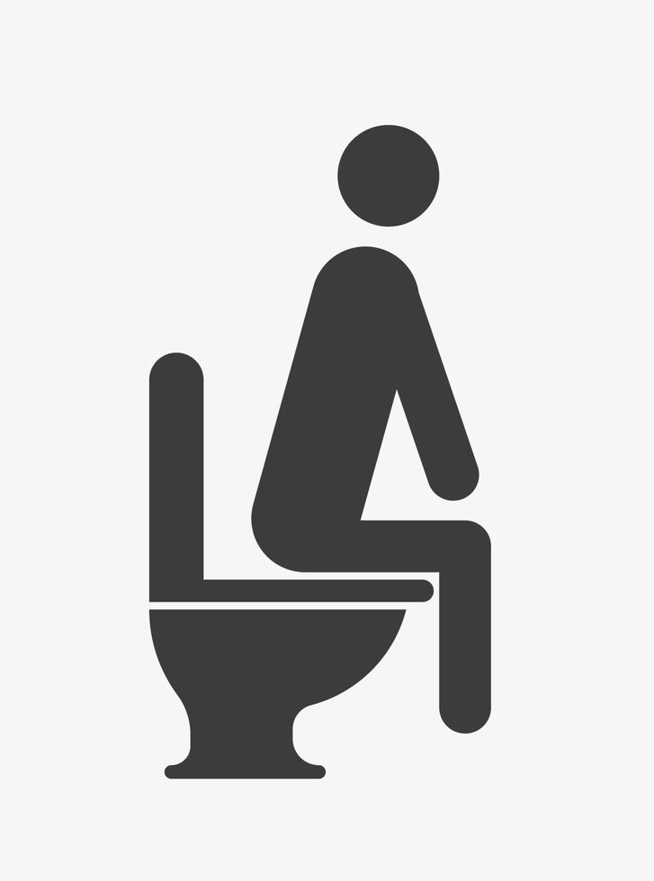 icône de toilette isolé sur fond blanc. homme assis sur les toilettes. symbole wc. icône caca. vecteur