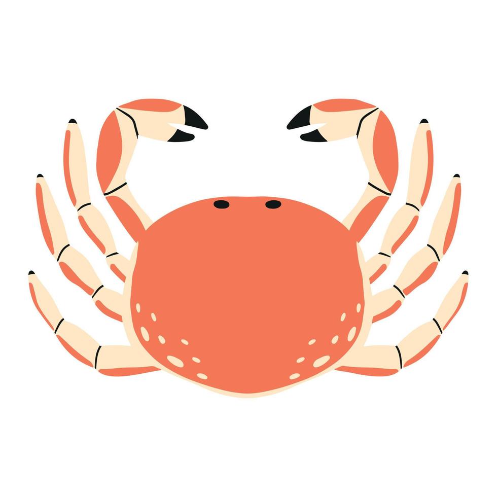 illustration pour enfants de crabe isolé sur fond blanc. crabe dessiné à la main en style cartoon. vecteur