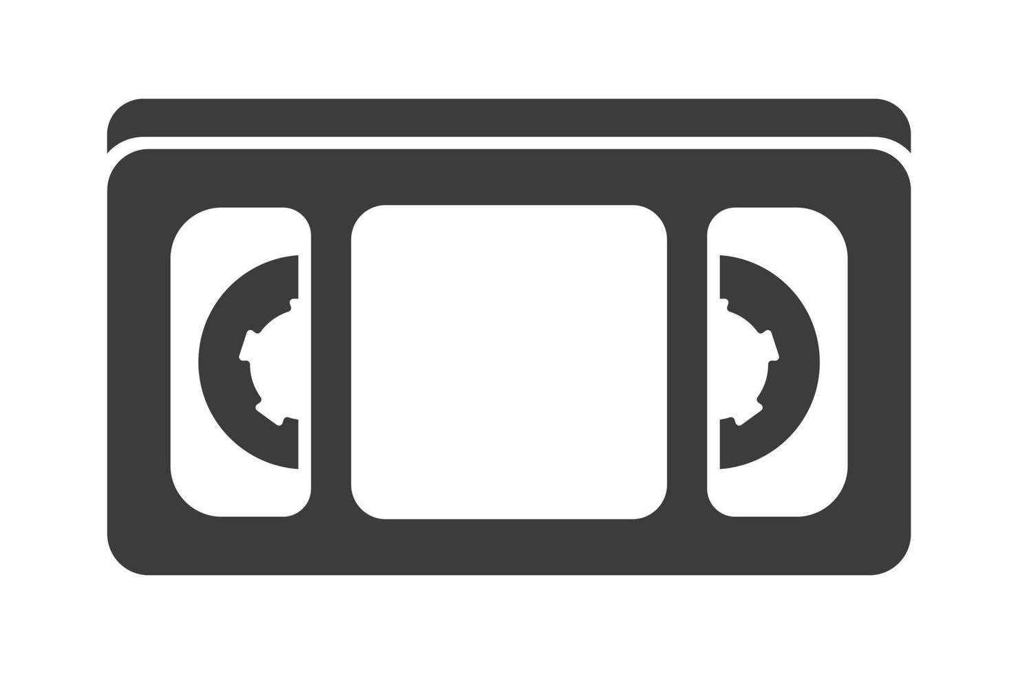 icône de vecteur noir de cassette vidéo vhs sur isolé sur fond blanc.