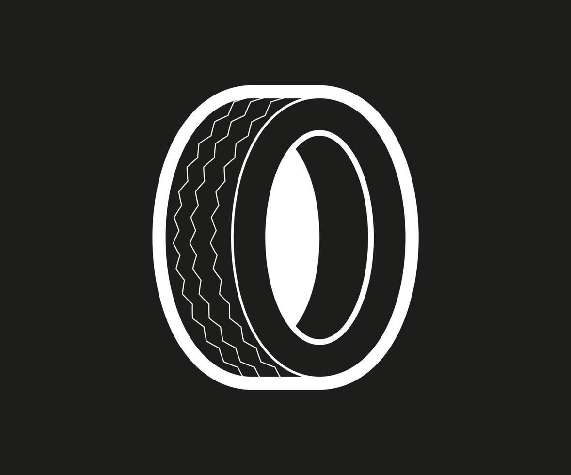 icône de vecteur de pneu sur fond noir.
