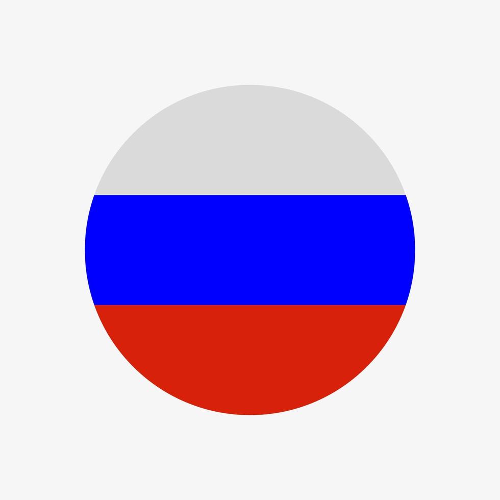icône de vecteur de drapeau russe rond isolé sur fond blanc. le drapeau de la russie dans un cercle.