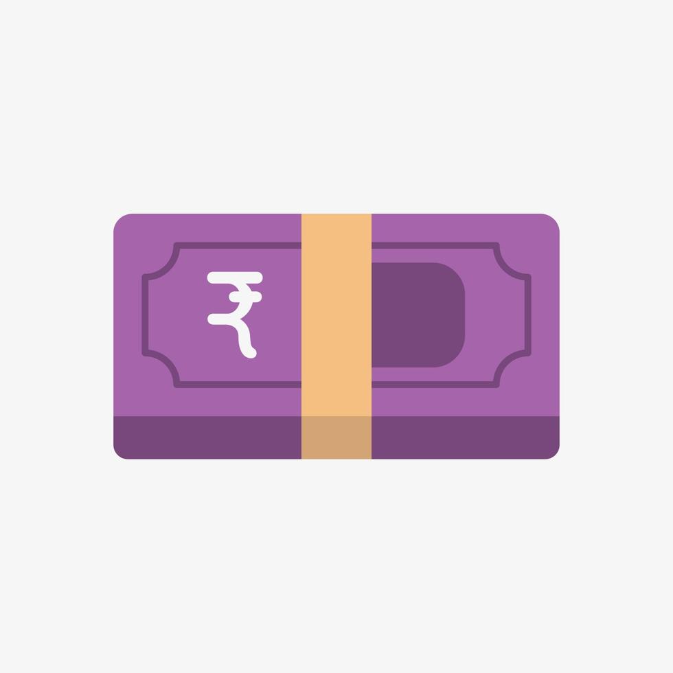 icône de la roupie. symbole monétaire indien sur un billet de banque. pile d'illustration vectorielle en espèces. vecteur