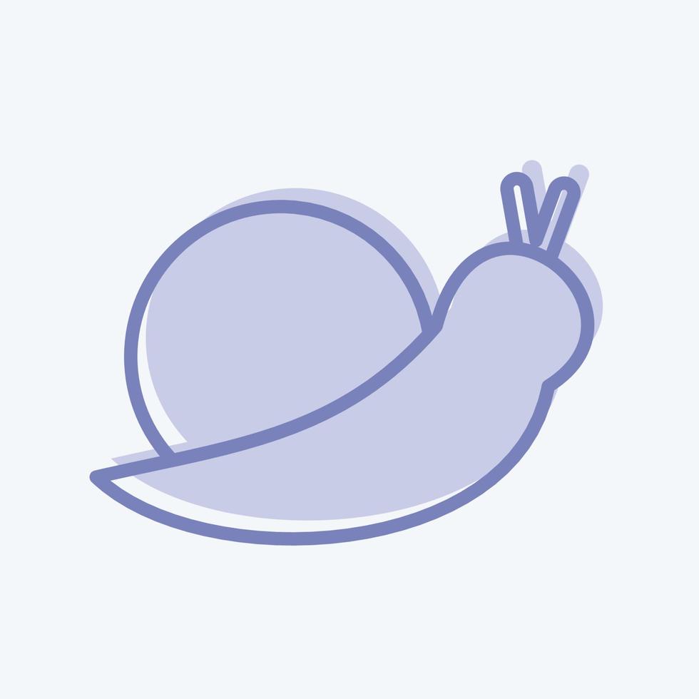 icône d'escargot pour animaux de compagnie dans un style branché à deux tons isolé sur fond bleu doux vecteur