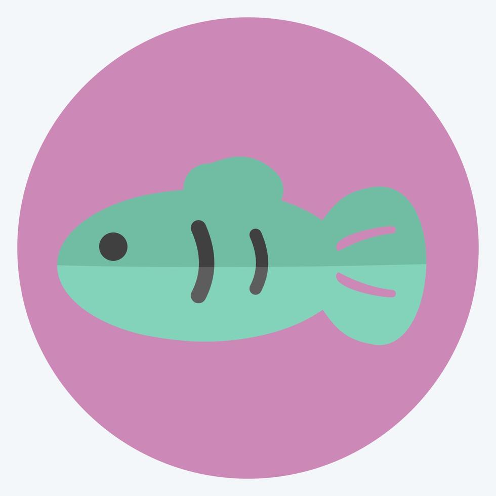 icône de poisson de compagnie ii dans un style plat branché isolé sur fond bleu doux vecteur
