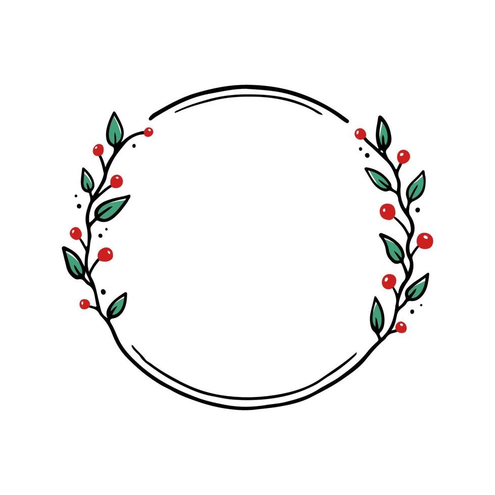 cadre floral de noël avec forme de cercle vecteur