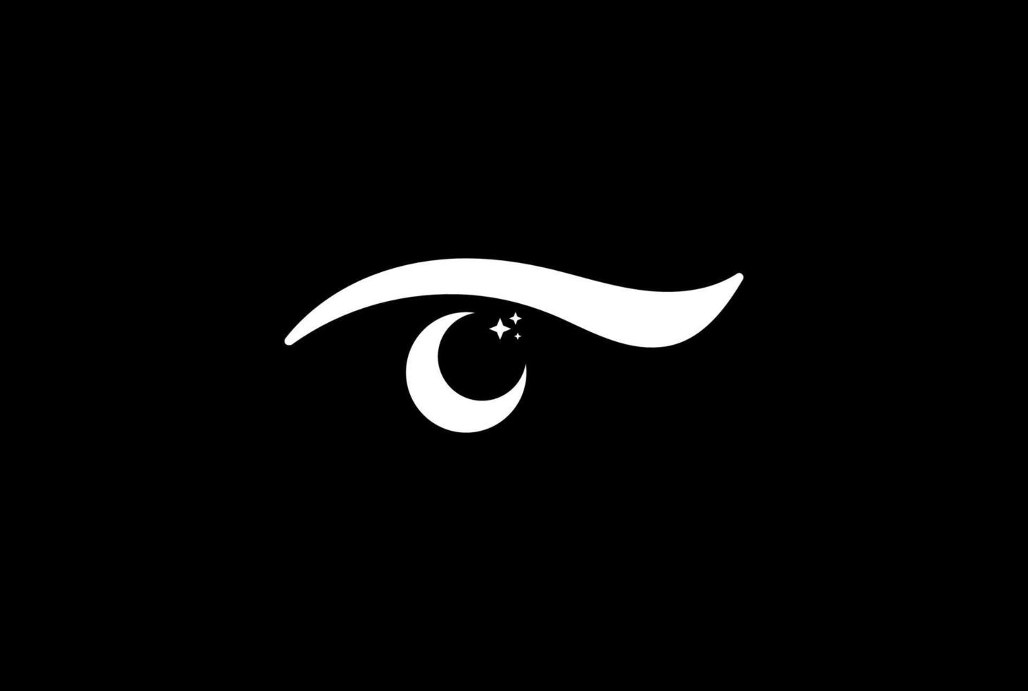 vecteur de conception de logo de vision d'oeil d'étoile de croissant de lune minimaliste simple et moderne