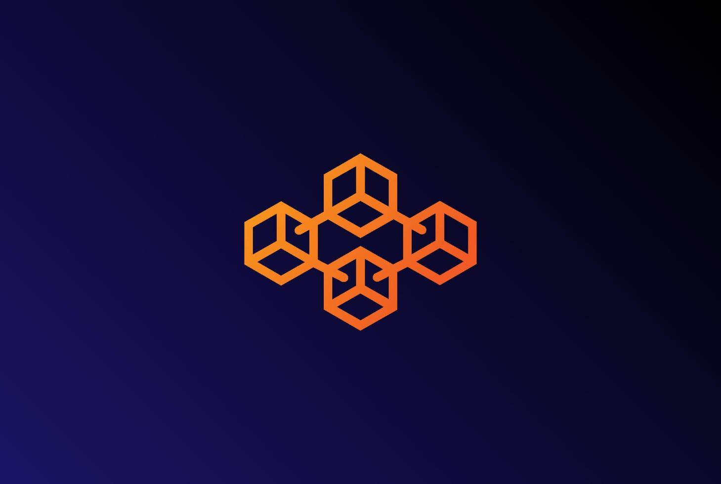 création de logo de chaîne de bloc de cube de boîte minimaliste simple géométrique moderne vecteur