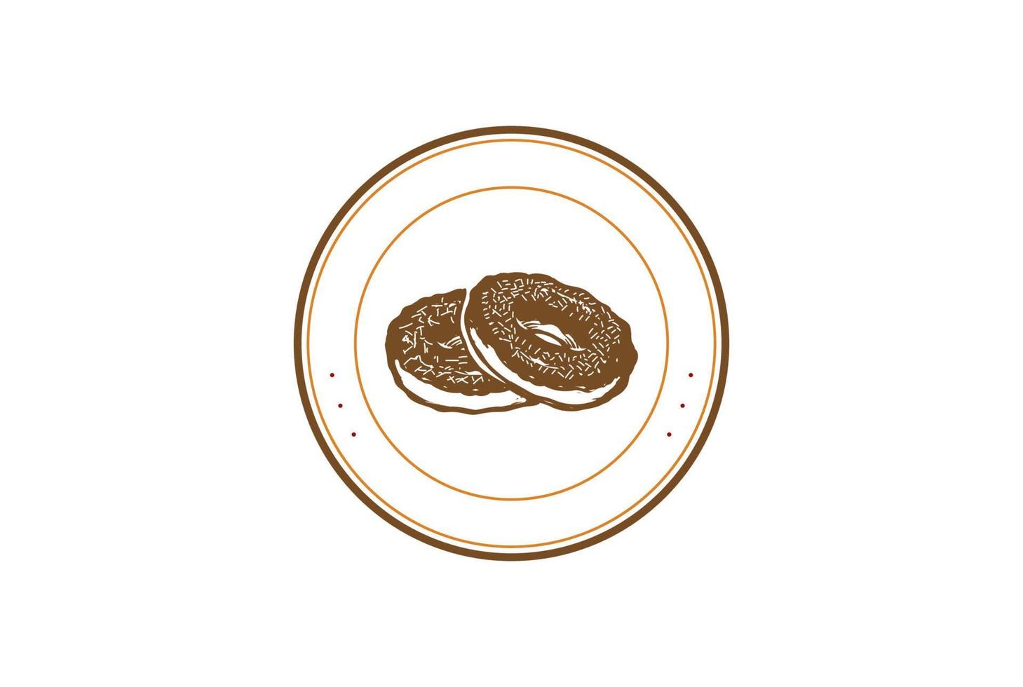 vintage retro beignets boulangerie étiquette timbre logo design vecteur