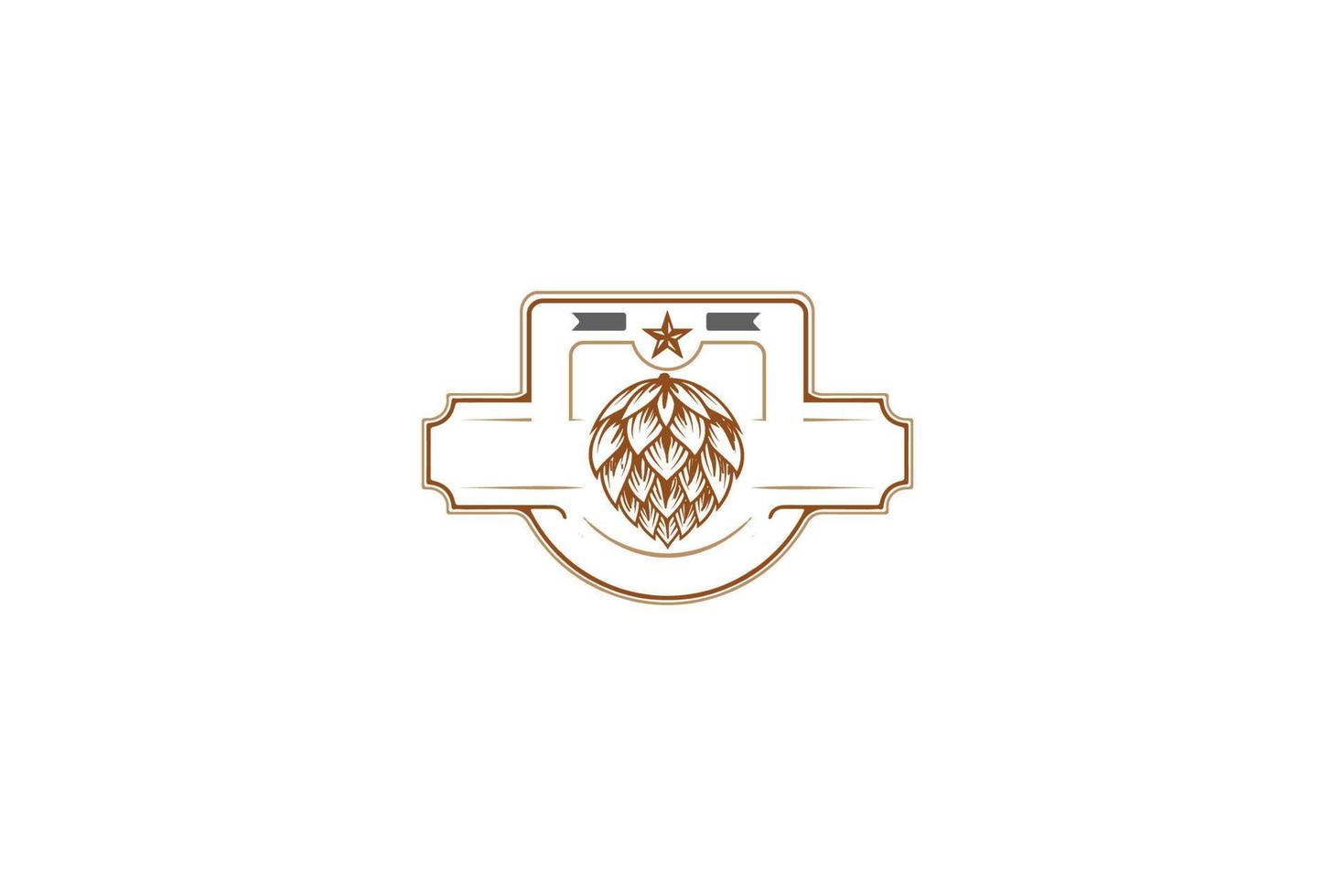 vecteur de conception de logo d'étiquette de brasserie de bière de houblon rétro vintage