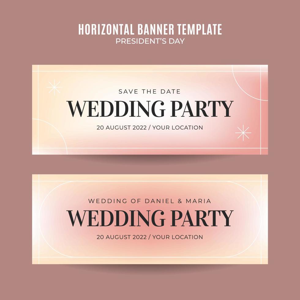 invitation de mariage horizontale modèle de bannière web dégradés rétro élégance abstraite floue vecteur