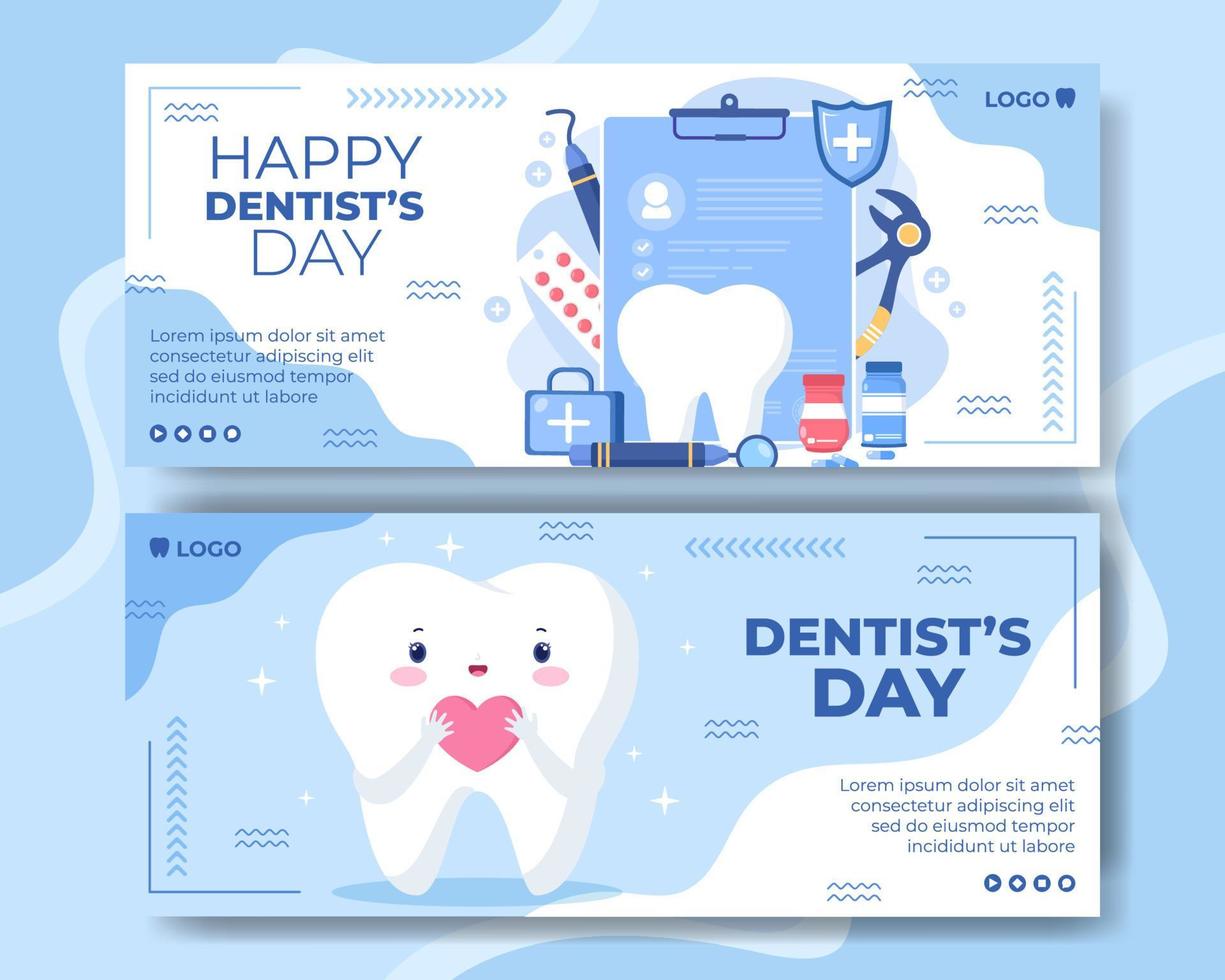 modèle de bannière de jour de dentiste illustration de conception dentaire plate modifiable de fond carré adapté aux médias sociaux ou aux publicités internet sur le web vecteur