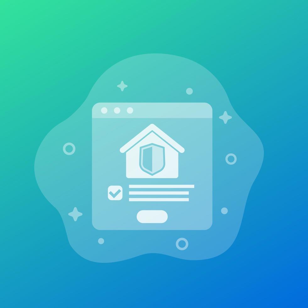 assurance habitation en ligne, icône vectorielle vecteur